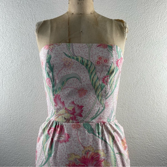 SOLD l 90s 4 Blair Woolverton Barbie Pastel Floral Print Strapless Mini Dress - Picture 2 of 15